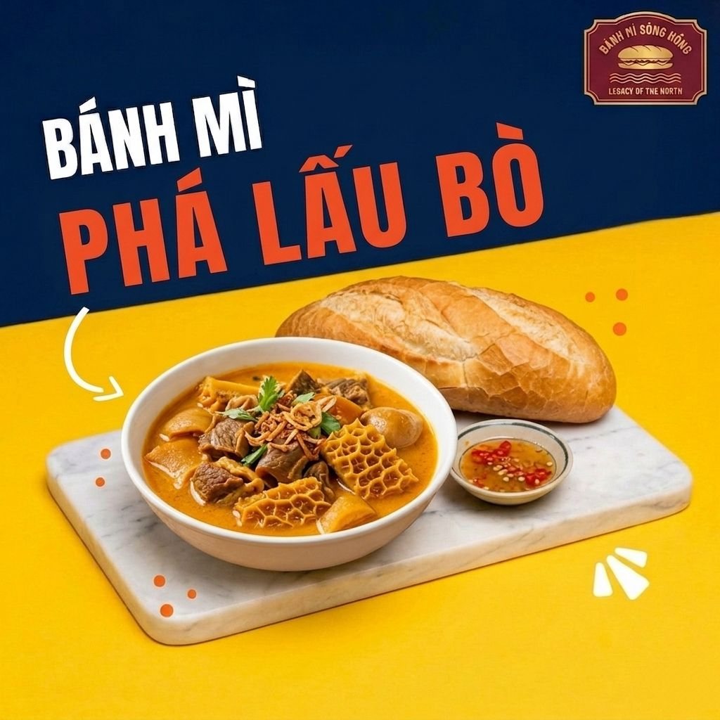 Bánh Mì Phá Lấu Bò (Mixed Beef Offal) at Banh Mi Song Hong, Orchard Plaza